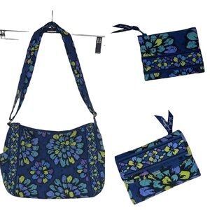 VERA BRADLEY RETIRED Indigo Pop Crossbody, Wallet & Coin Purse Bundle